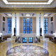 The hotel’s art deco lobby.